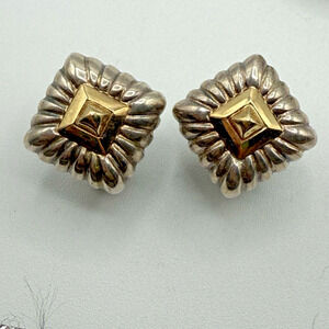 Estate Vintage JG Sterling Silver 925 & 18K Omega Back Earrings